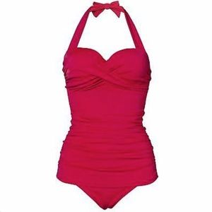 Vintage style 1950's runched one-piece swimsuit
